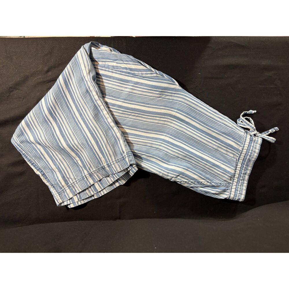 AC & RACHE Blue White Striped Lyocell Wide Leg Pants S Drawstring Coastal - Picture 2 of 4